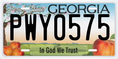 GA license plate PWY0575