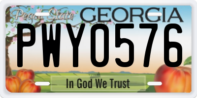 GA license plate PWY0576