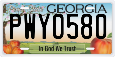 GA license plate PWY0580