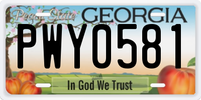 GA license plate PWY0581