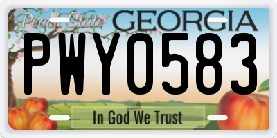 GA license plate PWY0583