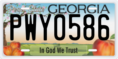 GA license plate PWY0586