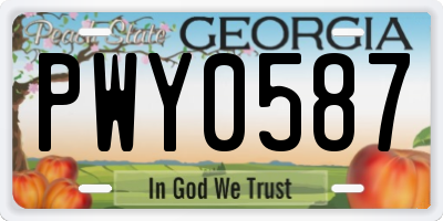 GA license plate PWY0587