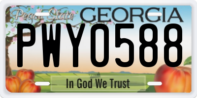 GA license plate PWY0588