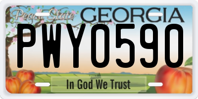 GA license plate PWY0590
