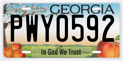 GA license plate PWY0592