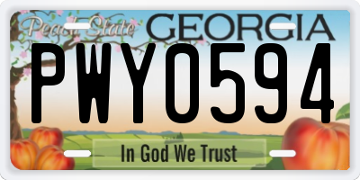 GA license plate PWY0594