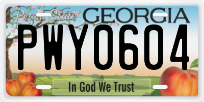 GA license plate PWY0604
