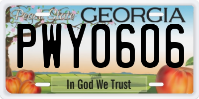 GA license plate PWY0606