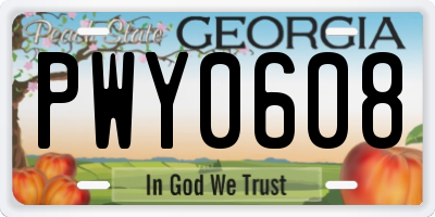 GA license plate PWY0608