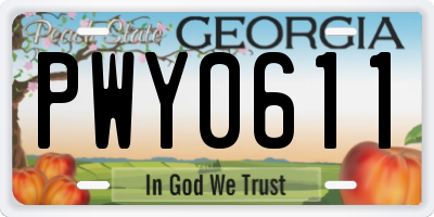 GA license plate PWY0611