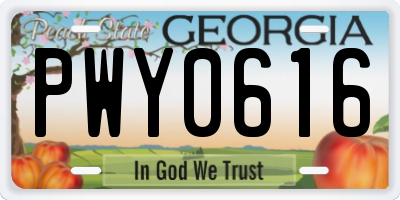 GA license plate PWY0616