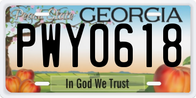 GA license plate PWY0618