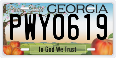 GA license plate PWY0619