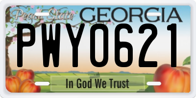 GA license plate PWY0621