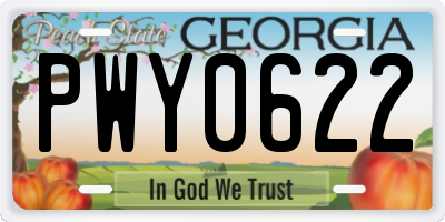 GA license plate PWY0622