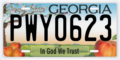 GA license plate PWY0623