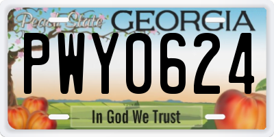 GA license plate PWY0624