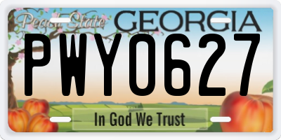 GA license plate PWY0627