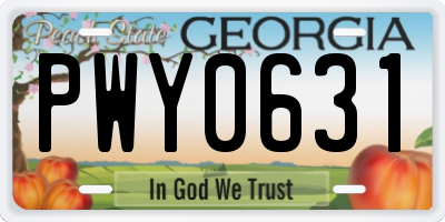 GA license plate PWY0631