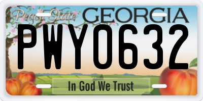 GA license plate PWY0632