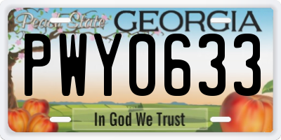 GA license plate PWY0633