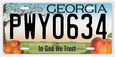 GA license plate PWY0634