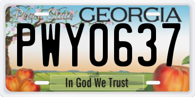 GA license plate PWY0637