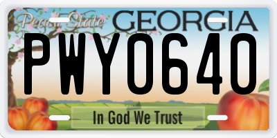 GA license plate PWY0640