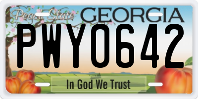 GA license plate PWY0642
