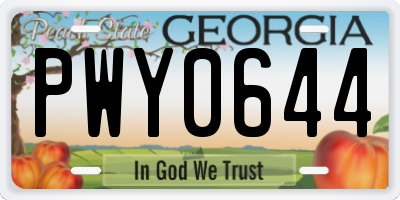 GA license plate PWY0644