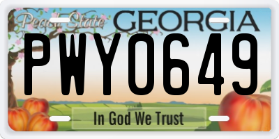 GA license plate PWY0649