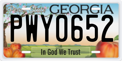 GA license plate PWY0652