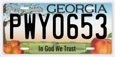 GA license plate PWY0653