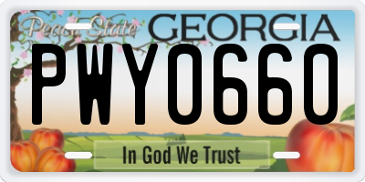 GA license plate PWY0660