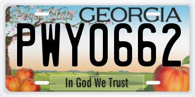 GA license plate PWY0662