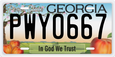 GA license plate PWY0667