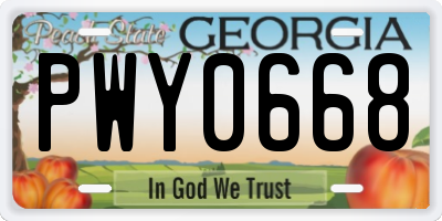 GA license plate PWY0668