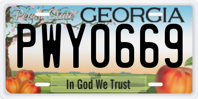 GA license plate PWY0669