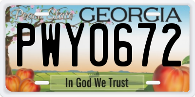 GA license plate PWY0672