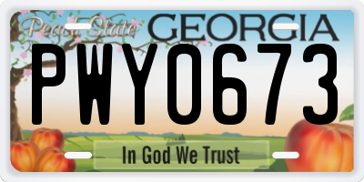 GA license plate PWY0673