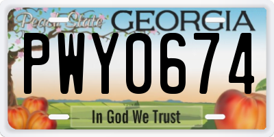 GA license plate PWY0674