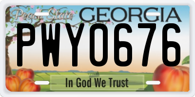GA license plate PWY0676