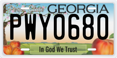 GA license plate PWY0680