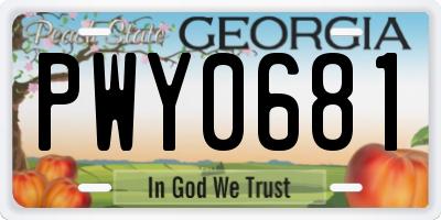 GA license plate PWY0681