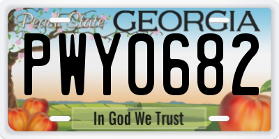 GA license plate PWY0682
