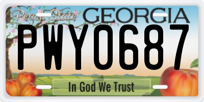 GA license plate PWY0687