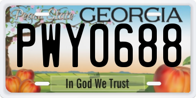 GA license plate PWY0688