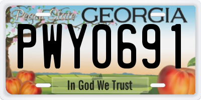 GA license plate PWY0691