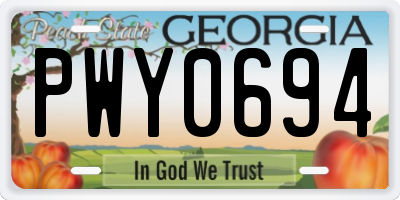 GA license plate PWY0694
